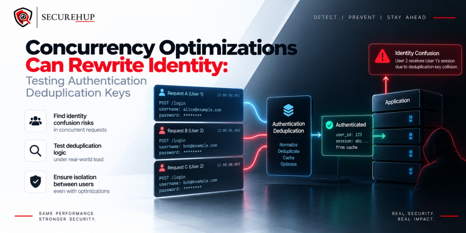 Concurrency Optimizations Can Rewrite Identity: Testing Authentication Deduplication Keys